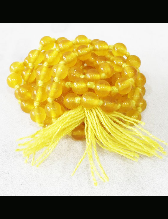 Natural Yellow Hakik Mala 108 Beads, 6mm